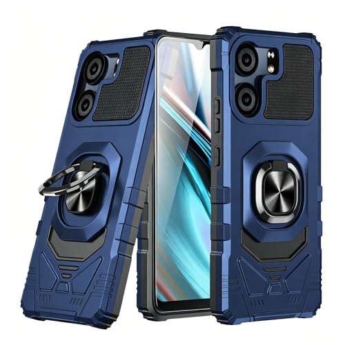 for BLU View 5 B160V / BLU F5 5G Case with 1 Pack Screen Protector Dual Layer Hybrid Heavy Duty Defender Protection Sleek Rugged Reinforced Cushion Corner Kickstand Shockproof Bumper Cover Blue