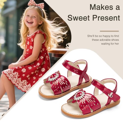Image of THEE BRON Toddler Girls Sandals Wedding Flower Girl Dress Shoes Open Toe Flats