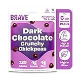 BRAVE Roasted Chickpeas: Healthy Snack, Low Calorie - Dark Chocolate (6 x 100g Packs)