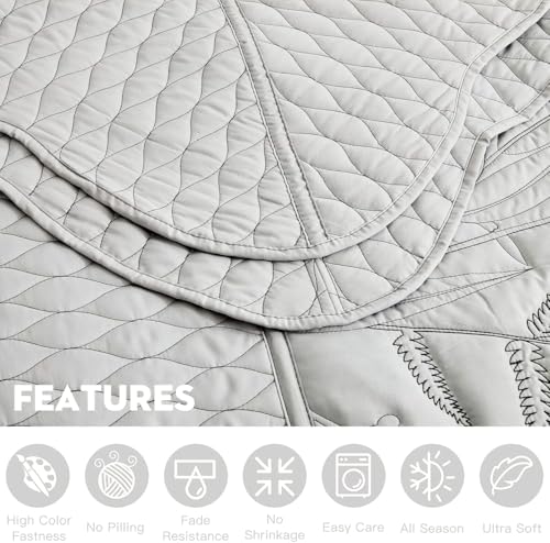 Image of DaisyHuang Full Size Bedspread Set, 5‑PCE Reversible Quilt Set 96x110 Grey