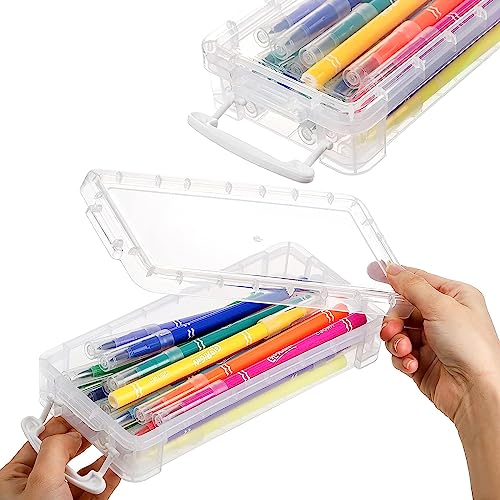 WUWEOT 8 Pack Plastic Pencil Boxs, Large Capacity Pencil Case with Snap-Tight Lid, Stackable Pencil Box Organizer - Image 4