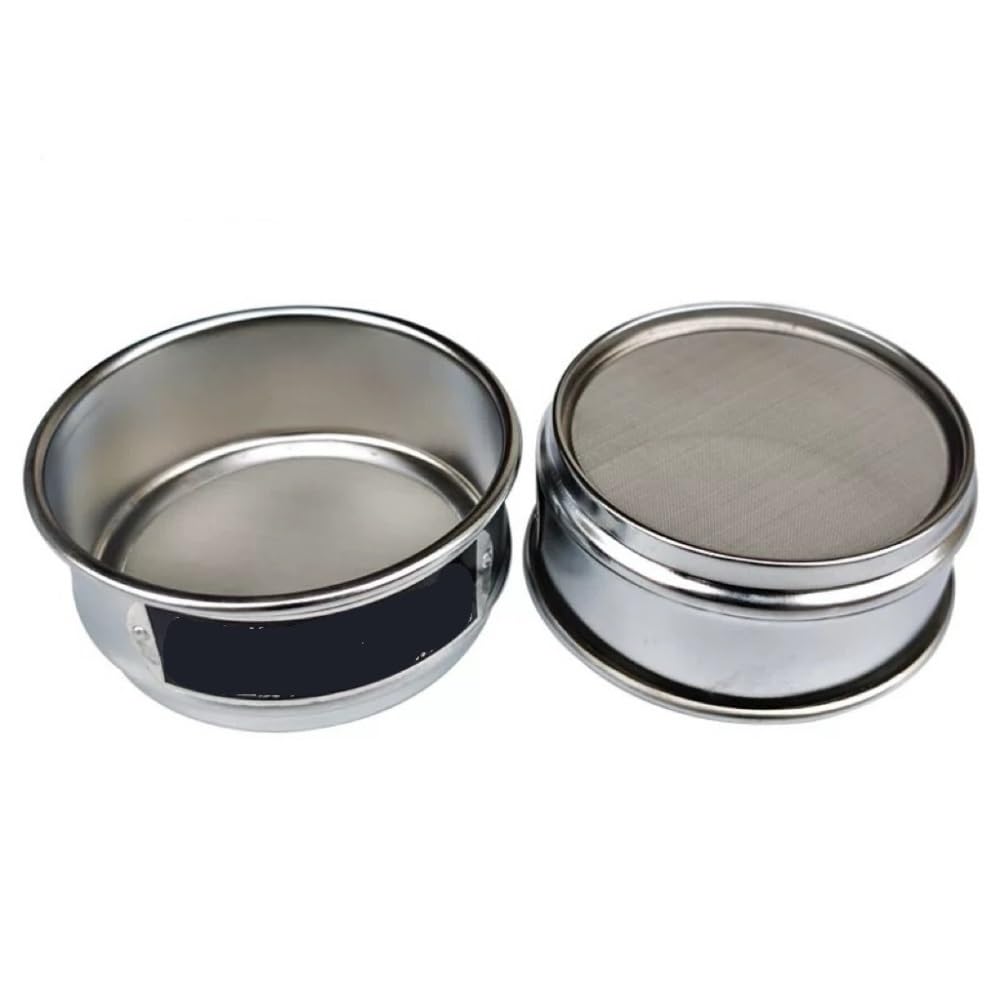 Sito laboratoryjne, Pokrywa o średnicy 10 cm + spód + sito testowe do pobierania próbek laboratoryjnych, siatka ze stali nierdzewnej 0,026–2 mm(0.3mm)