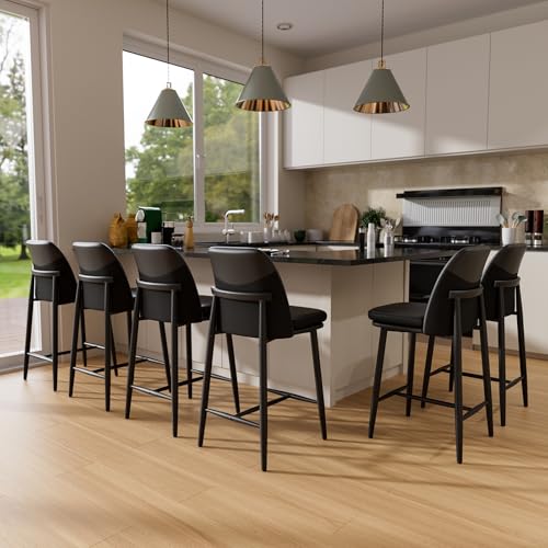 Image of GXJ Black Counter Height Bar Stools Set of 6, Dual Textured Seats