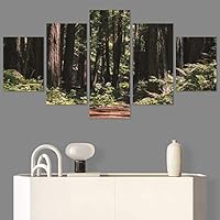 SIGNWIN 5 Panel Canvas Wall Art Green Forest for Home Decorations Ready to Hang - 60