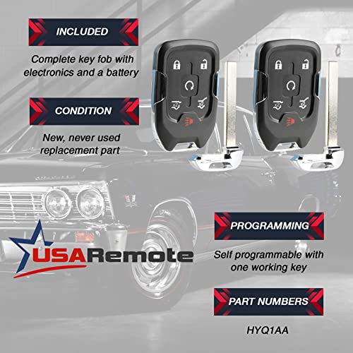 Image of Smart Key Fob Keyless Entry Remote fits 2015-2020 Chevy Suburban /Tahoe /GMC Yukon + Yukon XL (HYQ1AA, 13580802), Set of 2