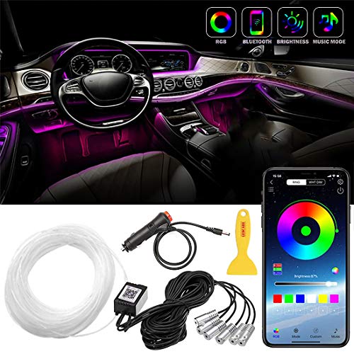 BeBasics Car LED Strip Lights,Multicolor RGB Car Interior Lights, 16 Million Colors 6 in 1 with 236 inches Fiber Optic, Ambient Lighting Kits, Sound Active Function and Wireless Bluetooth APP Control