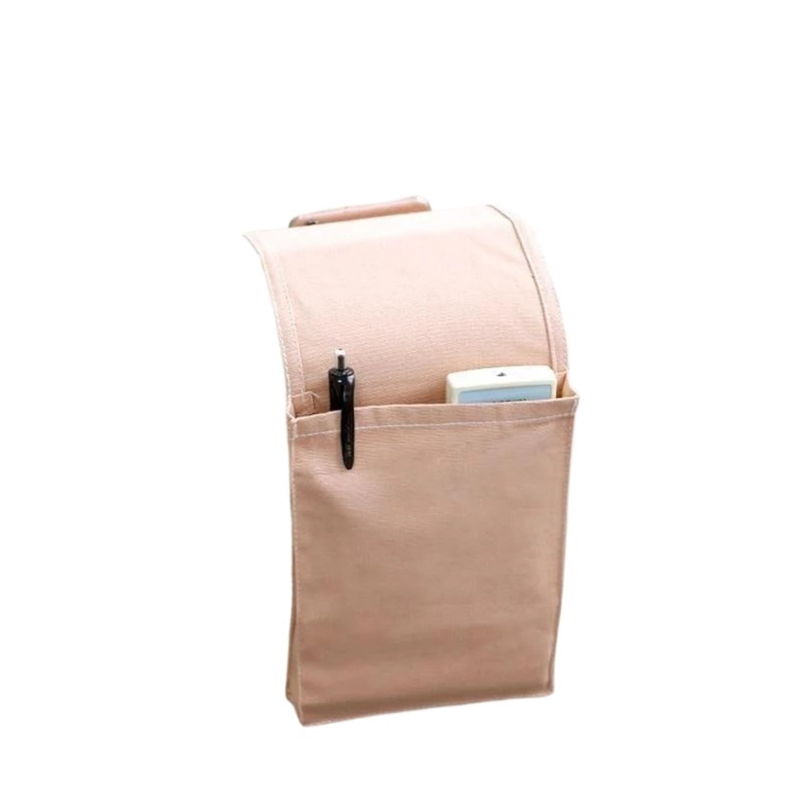 BDFJEDS Couch Armrest Organizer Cotton Linen Bedside Storage Bag Organizer Bed Desk Sofa TV Remote Control Hanging Holder Pockets(Pink)