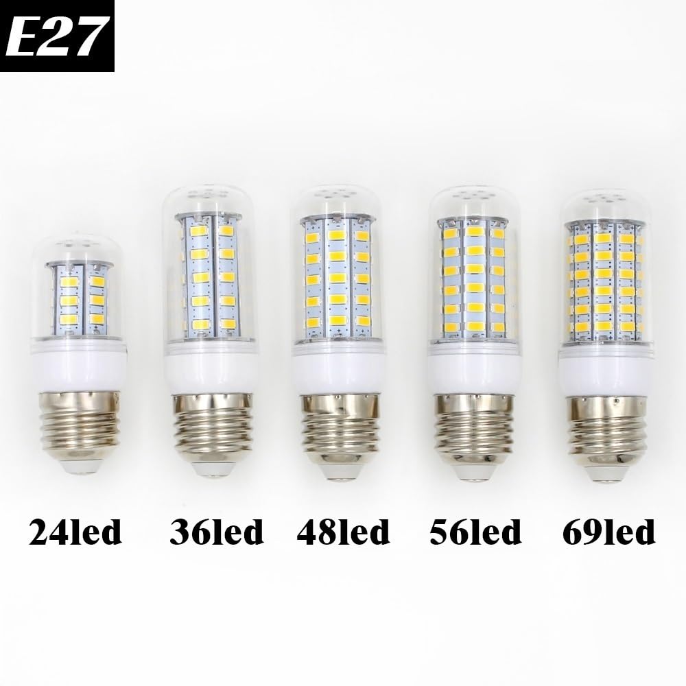 fengyan Casa Bombillas, Paquete de 10, Bombilla LED de maíz E27 AC220V 24/38/48/56/69/72/96-5730SMD Bombilla de Foco LED lámpara de araña for el hogar Familiar Lámpara(Warm White,96 Leds)