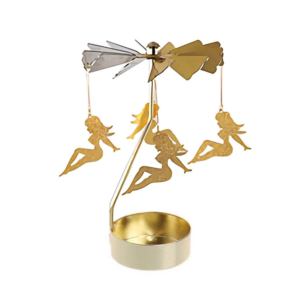 Xiang Ru Candlestick Spinning Tealight Candle T-light Holder for Home Decoration Gold-Girl