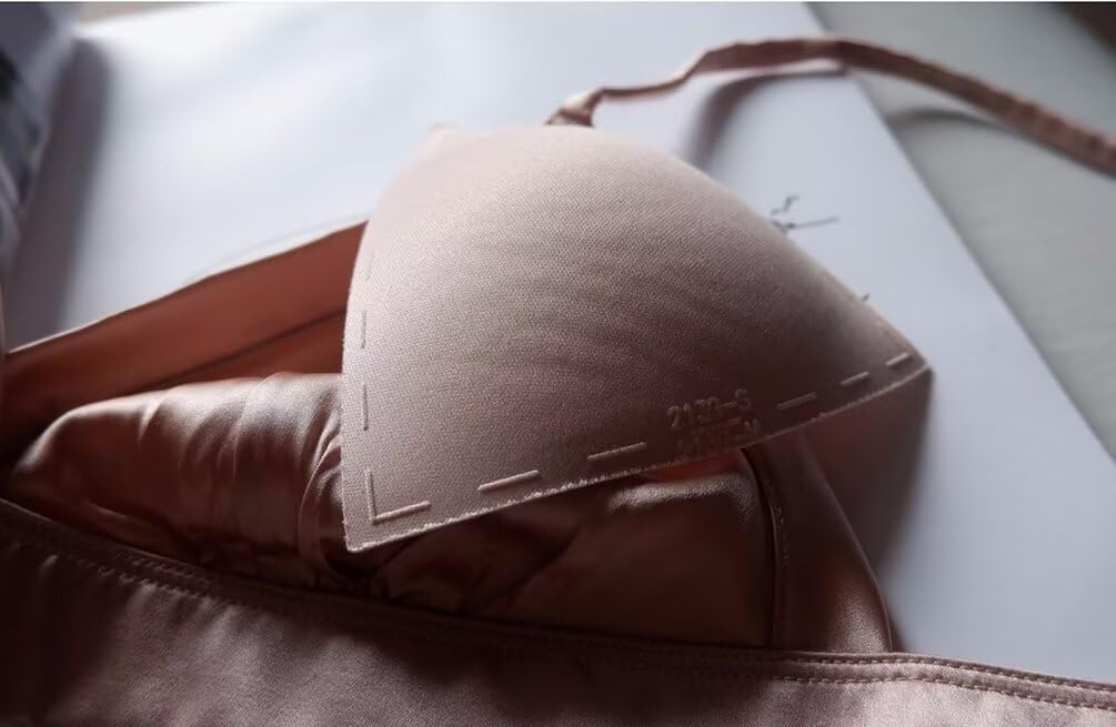 SilRiver Women's Silk Satin Triangle Bralette Soft Cup Wireless Bra with Removable Pad - Image 8