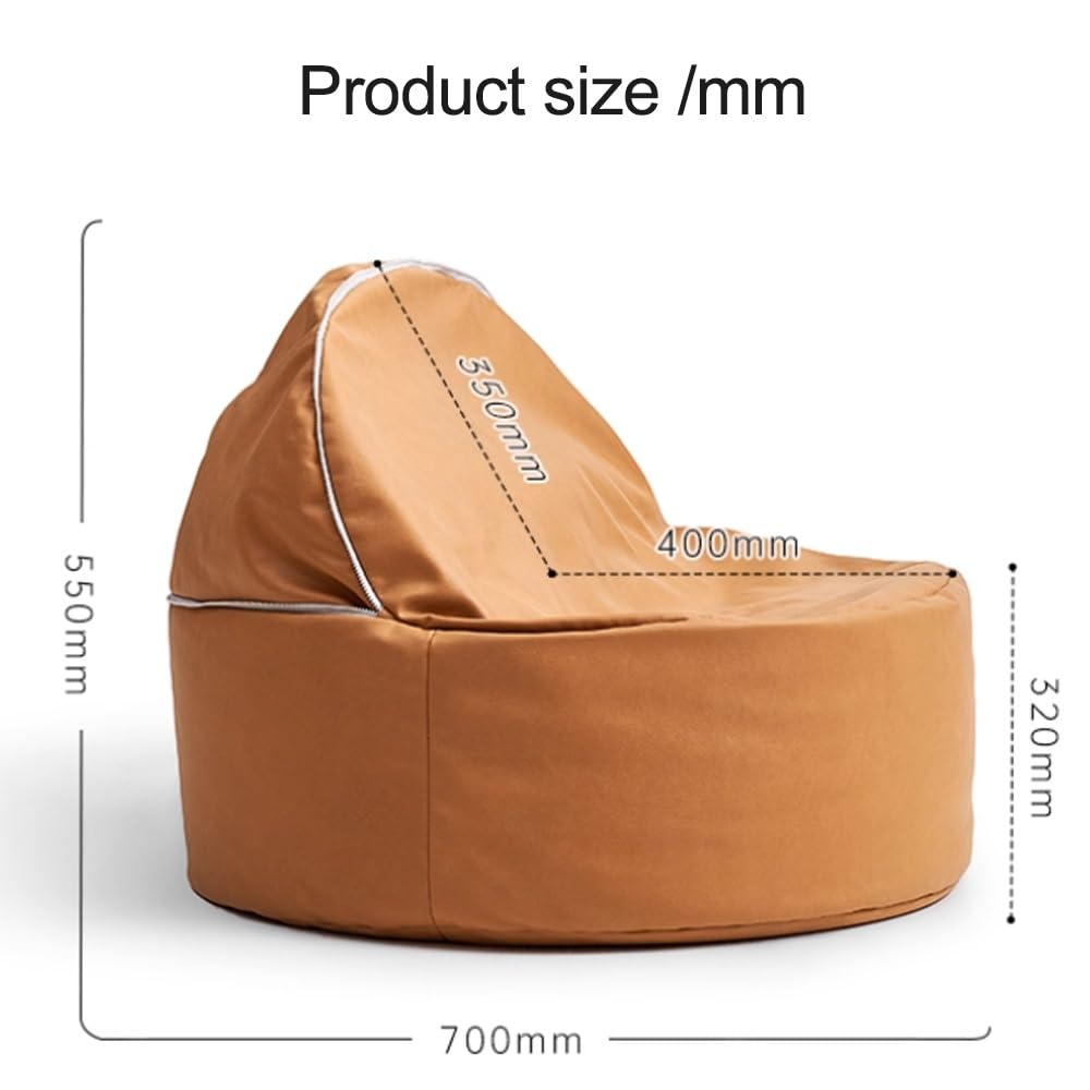 Bean Bag Sofa Cover (No Filler) Leisure Bean Bag Sofa Living Room Balcony Small Sofa PU Leather Home Leisure Single Couch Living Room Bedroom Beanbag Chair Lazy Lounger Cover