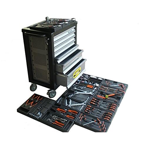 Bensontools 8563 Werkstattwagen 1125 Tlg Werkzeugwagen gefüllt Werkzeug Kugelgelagerte Laden, XXL