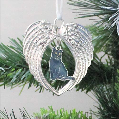 Black Cat Pet Memorial Angel Wings Sympathy Gift Christmas Ornament Keepsake