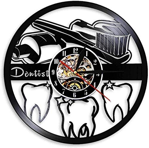 Orologio da Parete in Vinile spazzolino e dentifricio Orologio da Parete igiene Orale Bagno Dentista segnaletica Orologio da Parete Dentista Orologio da Parete in Vinile Studio