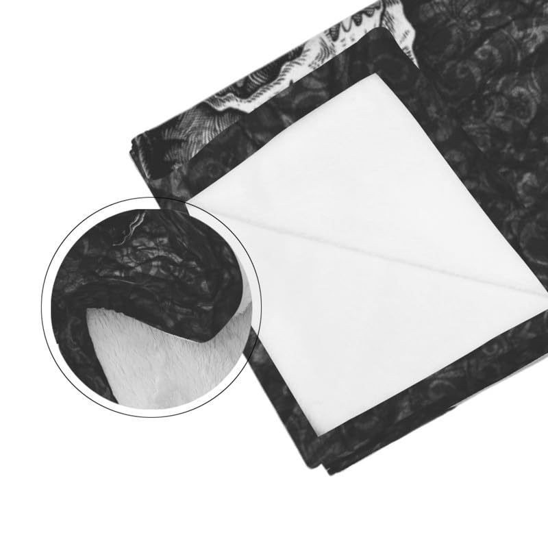 Gothic Kuscheldecke Mit Totenkopf-Muster – Ultra-weiche Mikrofaser Decke Für Sofa & Bett