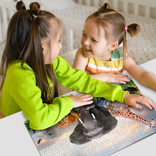 Image of Wild Animals Jigsaw Puzzles for Kids and Children - Realistic Illustration Challenging Brain Booster Gifts, Fun and Creative Game - (500 Pcs)