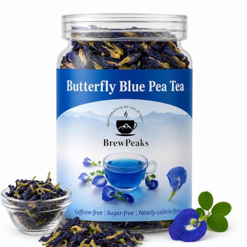 Image of BrewPeaks - Butterfly Pea Flower Tea - 25g - 60+ Cups | ANTIOXIDANT RICH | Aparajita - Shankhpushpi | Flower Based - Herbal - Caffeine Free - Detox Tea | Reusable Packaging