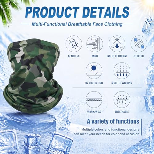 Image of Geyoga 6 /9 Pcs Summer UV Protection Cooling Neck Gaiter Scarf Face Clothing Neck Gaiter Mask Sunscreen Breathable Bandana