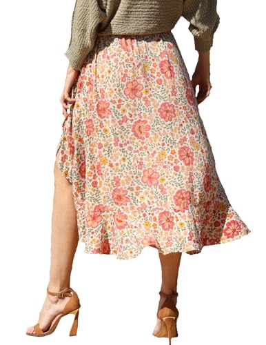 Angie Women's Midi Length Ruffle Slit Skirt3