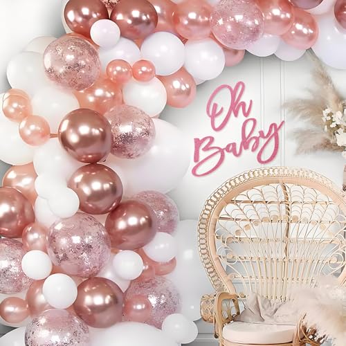 Image of 'Oh Baby' Sign for Backdrop - Felt Glitter Pink Baby Shower Banner Boy Girl Decorations Gender Reveal 1st Birthday Party Photography Background