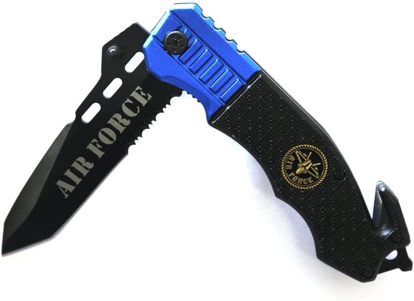 Snake Eye Tactical Rescue Style Assisted Opening Folding Pocket Knife Outdoors Hunting Camping Fishing (Air Force)