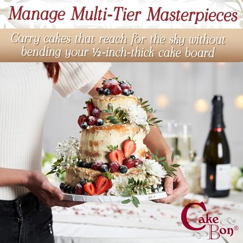 Image of Cakebon Cake Boards 14 inch White Round Cake Drums 1 /2 inch Thick Smooth Edge 6Pack