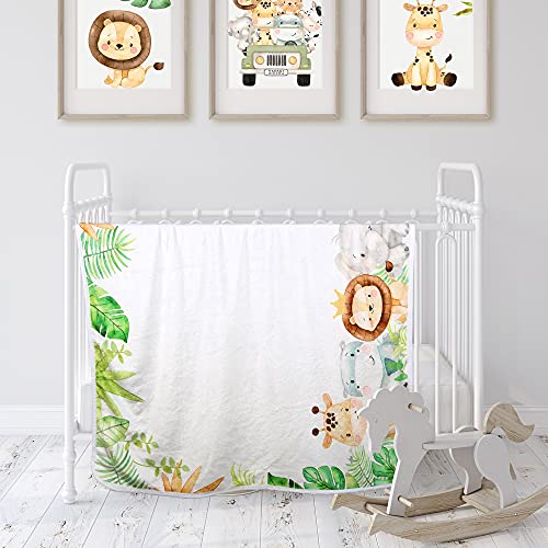 Baby Monthly Milestone Blanket Boy Or Girl | Safari Jungle Animals Months Blanket | Gender Neutral Photo Blanket For Newborn Baby | Super Soft Premium Fleece | Bib+Marker 40"X50" #TOP5