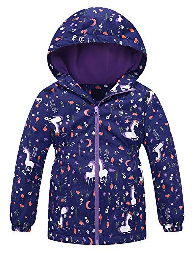 Echinodon Mädchen Jacke mit Fleecefutter Tailliert Outdoorjacke Reflektoren/Wasserabweisend/Winddicht Kinder Übergangsjacke Wanderjacke Blau 104-110 (Herstellergröße 110) Cover