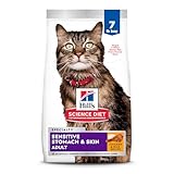 Hill's Science Diet Sensitive Stomach & Skin, Adult 1-6, Stomach & Skin Sensitivity Support, Dry Cat Food, Chicken & Rice, 7 lb Bag