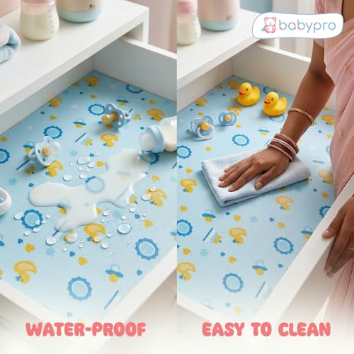 Image of BabyPro Non-Slip EVA Shelf Liner Roll, Anti Slip Mat for Kitchen, Drawer & Cabinet, Food Grade, BPA Free, Washable, Anti Microbial, Water Resistant, 45 cm x 5 m, Light Blue, Ducky Treats