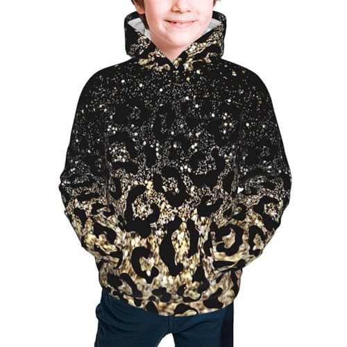 Leopard Print Hoodie Youth Hooded Sweatshirt 3D Digital Printed With Pockets Tops