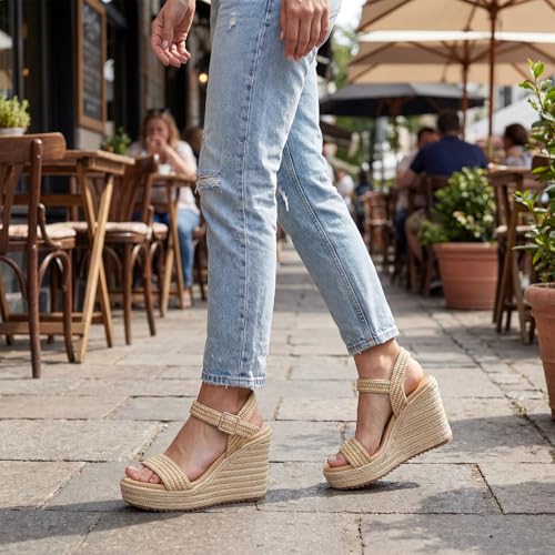 Image of VICKI.VICKI Women's Platform Sandals Wedge Ankle Strap Open Toe Sandals