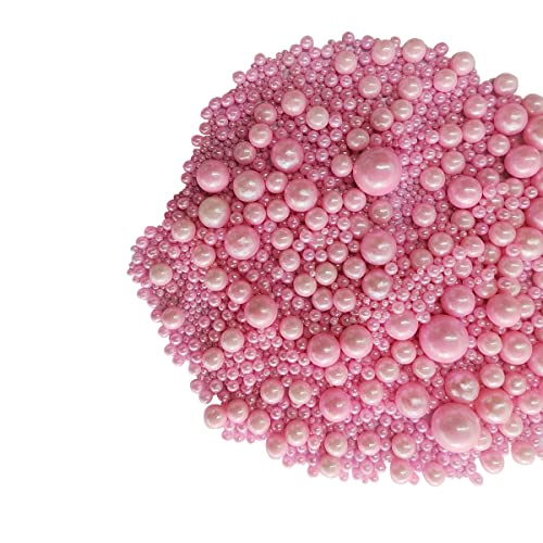 Image of Edible Pink Sugar Pearls Candy Sprinkles 120G / 4.23Ounce Baking Cake Sprinkles Cupcake and Cake Topper Cookie Decorations Wedding Party Valentines Halloween Christmas Supplies