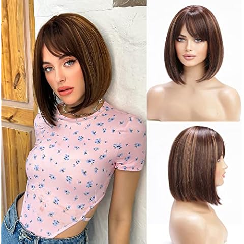 HAIRCUBE Braune Bob-Perücken für Damen Cover