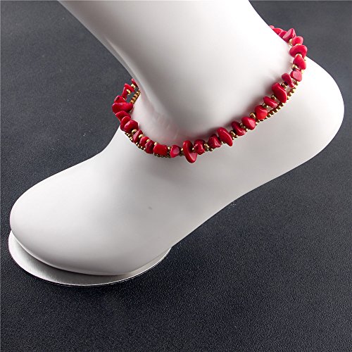 Image of kelistom Bohemian Ankle Bracelets for Women Handmade Natural Stone Beaded Chain Anklet