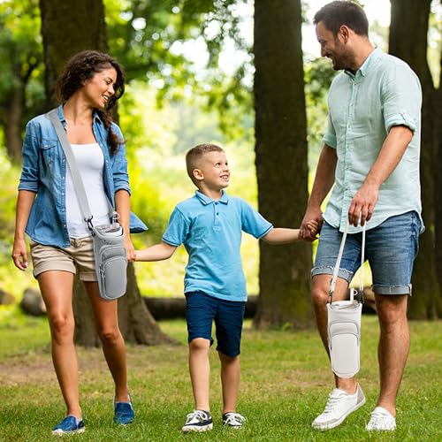 Image of Water Bottle Carrier Bag with Phone Pocket for Stanley Cup 40 /30 oz, Water Bottle Holder with Adjustable Strap& Straw Cover, Stanley Cup Accessories (Grey)