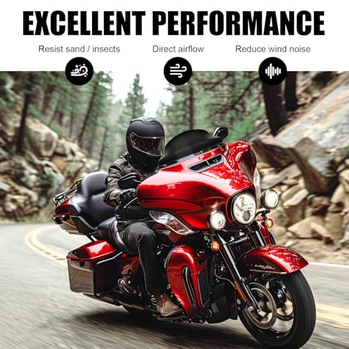 Image of JMTBNO Black 9 inch Wave Windshield Windscreen Compatible for 2014-2024 Harley Davidson Touring Street Glide /Electra Glide /Ultra Limited /Tri Glide FLHT FLHX FLHXS FLHTK