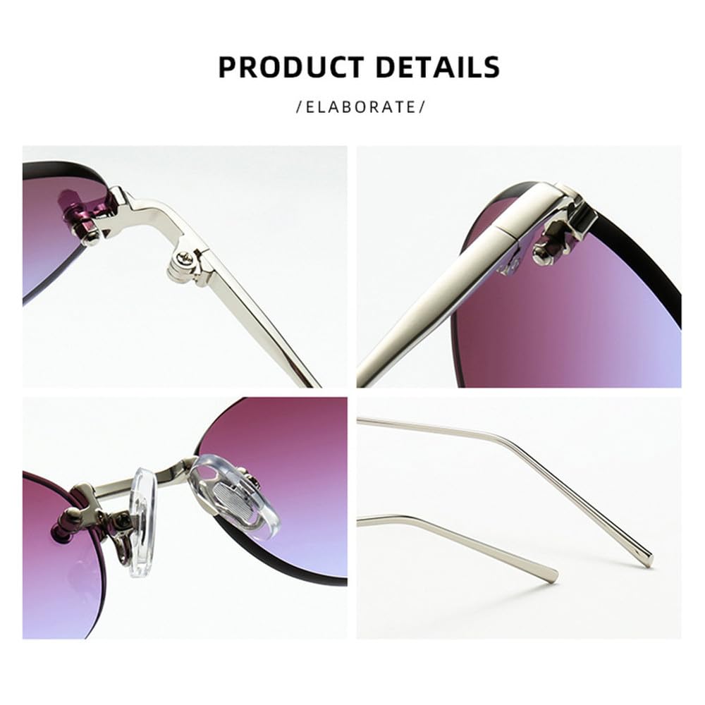 Gafas de sol exteriores sin montura estilo retro, estilo punk Y2K, para hombre y mujer, con protección UV400.