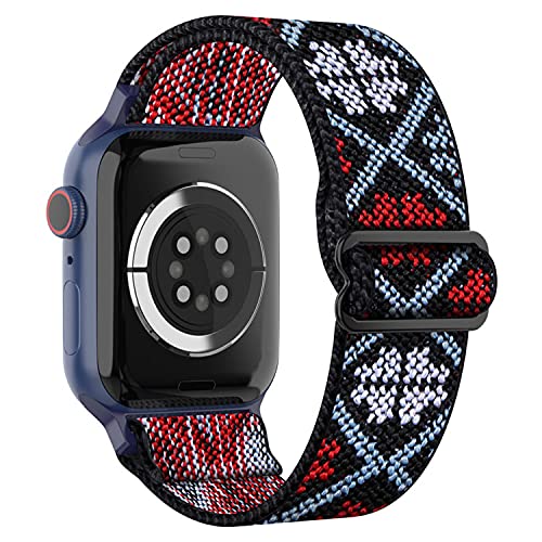 Image of Kapa Adjustable Stretchy Solo Loop Nylon Strap Band Compatible with Apple Watch Series 9 /8 /7 (41mm), SE2 /SE /6 /5 /4 (40mm), Series 3 /2 /1 (38mm), Design G
