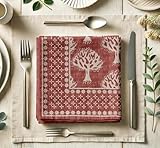 Vargottam Servilletas de Sarga de algodón de Lujo - Juego de 12 servilletas de Tela Gruesa Premium de 50 cm con diseño de árbol para cenas Elegantes y Ocasiones Especiales - Suaves