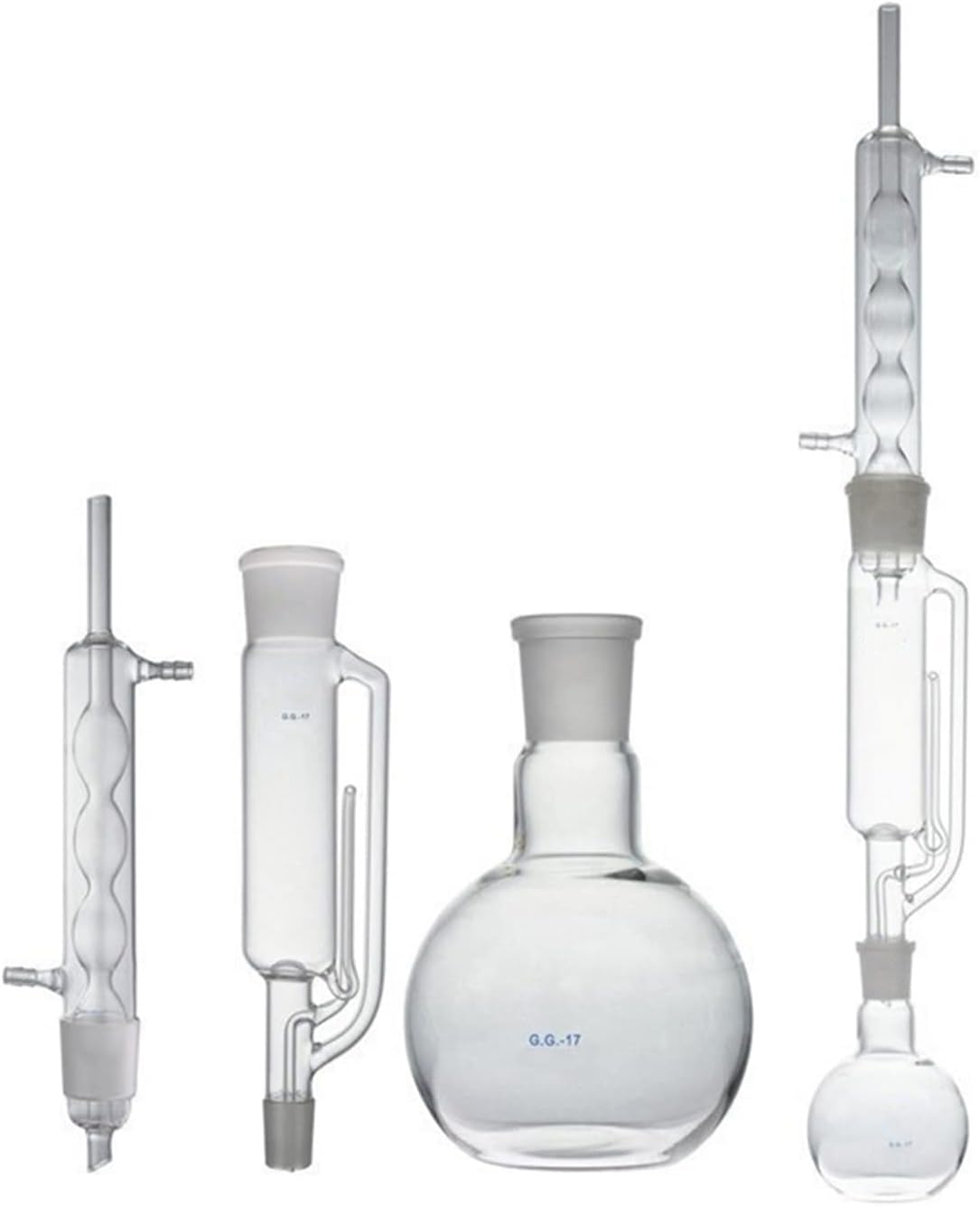150-ml-Soxhlet-Extraktionsapparat-Set mit Allihn-Kondensator, Soxlet-Extraktor und 150-ml-Flachkolben, anpassbarer Destillationsapparat aus Borosilikatglas 3.3
