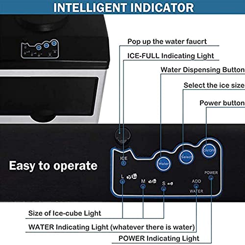Fabricadora de Hielo Comercial de Acero Inoxidable, Máquina para Hacer Cubos Redondos de Hielo para Encimera con Dispensador de Agua Fría, Capacidad de 25 kg/24 h, Hielo Listo en 8-12 Minutos, Ideal para Bares, Hogares y Oficinas miniatura 7