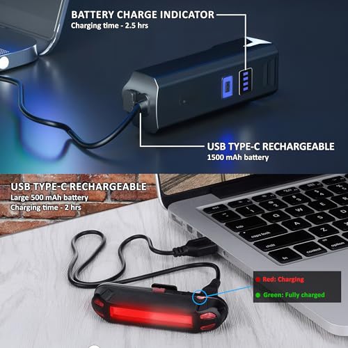 BYKING Bike Lights PRO Front And Rear, TYPE-C LED Bicycle Light Set For Cycling, Bright and Durable, 4/6 Light Modes and USB-C Rechargeable, For Helmet, E-bike, Mtb, Scooter, Mountain and Kids Bike... - Image 5