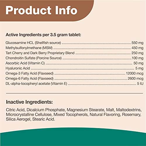 Naturvet Overby Farm Hip Flex Joint Level 3 Advanced Hip & Joint Dog Supplement – Includes Tart Cherries, Glucosamine, Msm, Chondroitin, Omegas, Hyaluronic Acid – 40 Ct. Tablets #TOP5