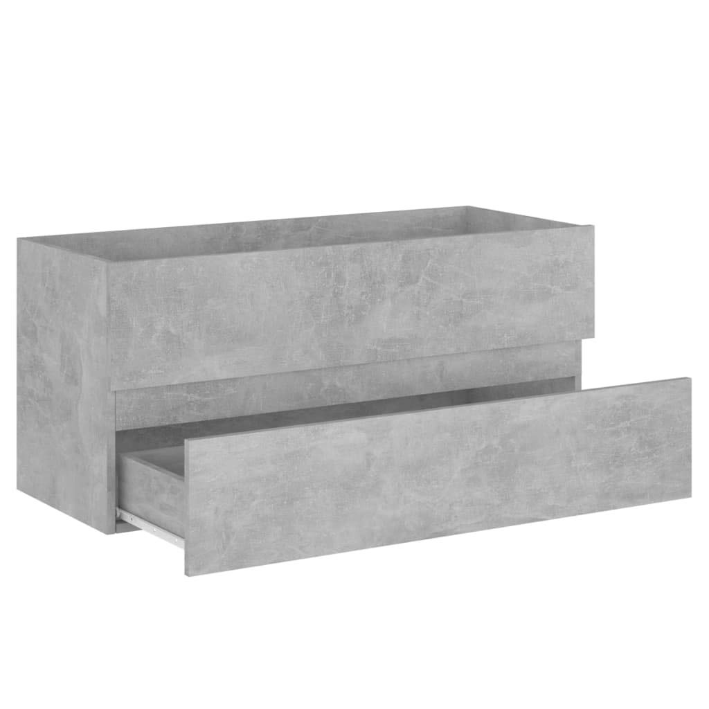 Armario para debajo del lavabo, color gris hormigón, 100 x 38,5 x 45 cm, robusto mueble de baño de madera con cajón, moderno armario para lavabo para su cuarto de baño