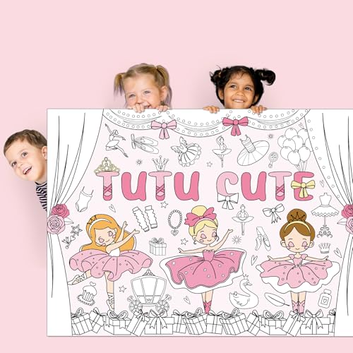 Image of Ballerina Coloring Poster for Kids Giant Dancing Girl Ballet Coloring Banner Large Drawing Tablecloth DIY Jumbo Ballet Painting Books for Gift Toy School Classroom Ballerina Birthday Party Decoration