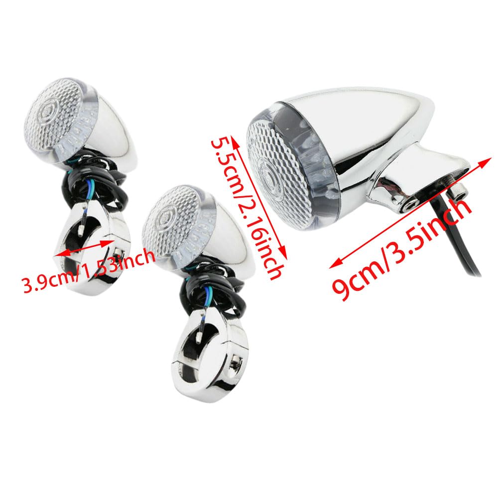 Wskaźniki motocyklowe Riloer 4 szt. motocyklowe kierunkowskazy kierunkowskazów kierunkowskazów dla większości motocykli z 39 mm zaciski montażowe osłona, przezroczysta