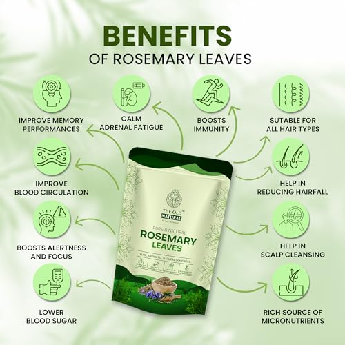 Image of Rosemary Leaves - 100% Pure & Natural Dried Rosemary, Herbal Hair Care, Supports Scalp Health & Hair Growth, For DIY Hair Oil & Rinse, 125g