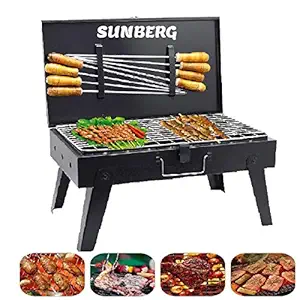 Sunberg Briefcase Barbeque Skewers for BBQ Enjoying Picnic and Gardening 6 Skewers, 1 Tong, 1 Gloves