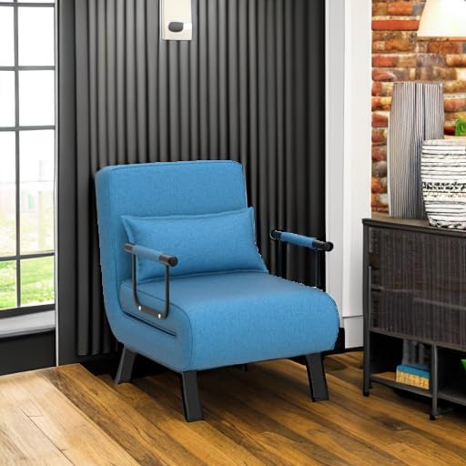 Miniatura 2 de Giantex Sofá cama convertible, silla cama plegable 4 en 1 con almohada, moderna cama reclinable de invitados con respaldo ajustable en 6 posiciones,